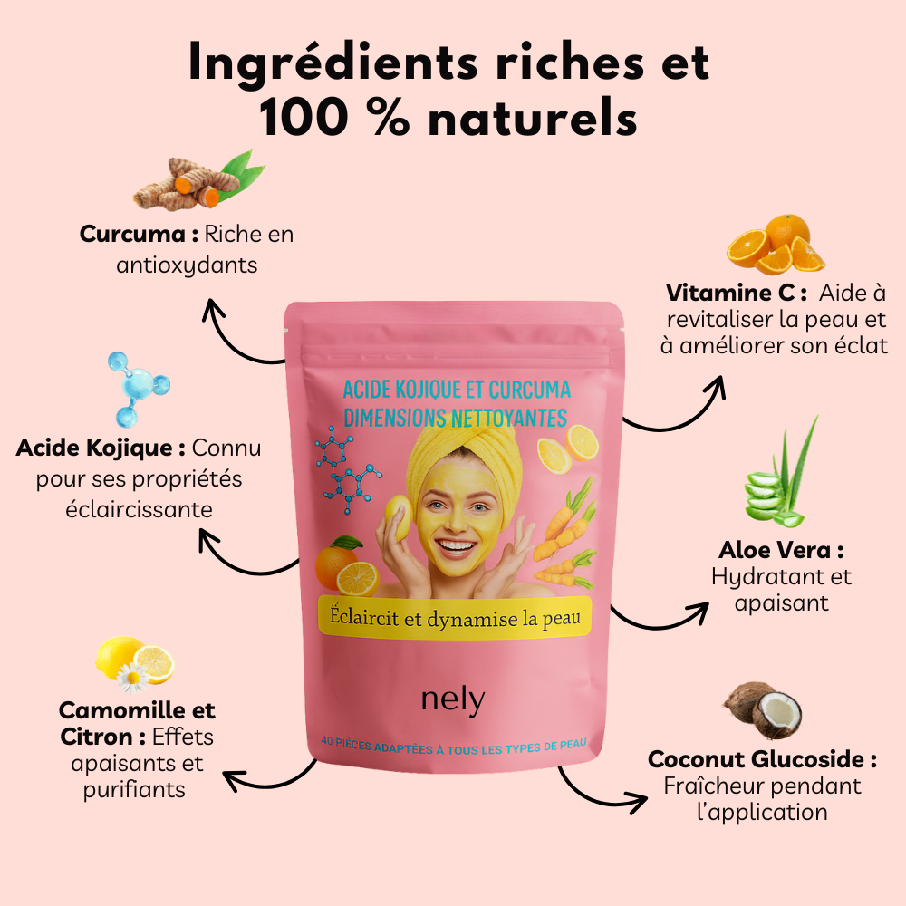 Cotons dermo-éclaircissant au Curcuma & Acide Kojique | 40 Cotons